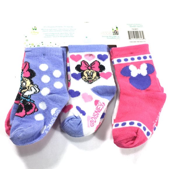 ❌SOLD❌ NWT Disney Baby Socks 0M - 6M Minnie Mouse Pink NEW 6 Pack Infant Newborn - Picture 5 of 7